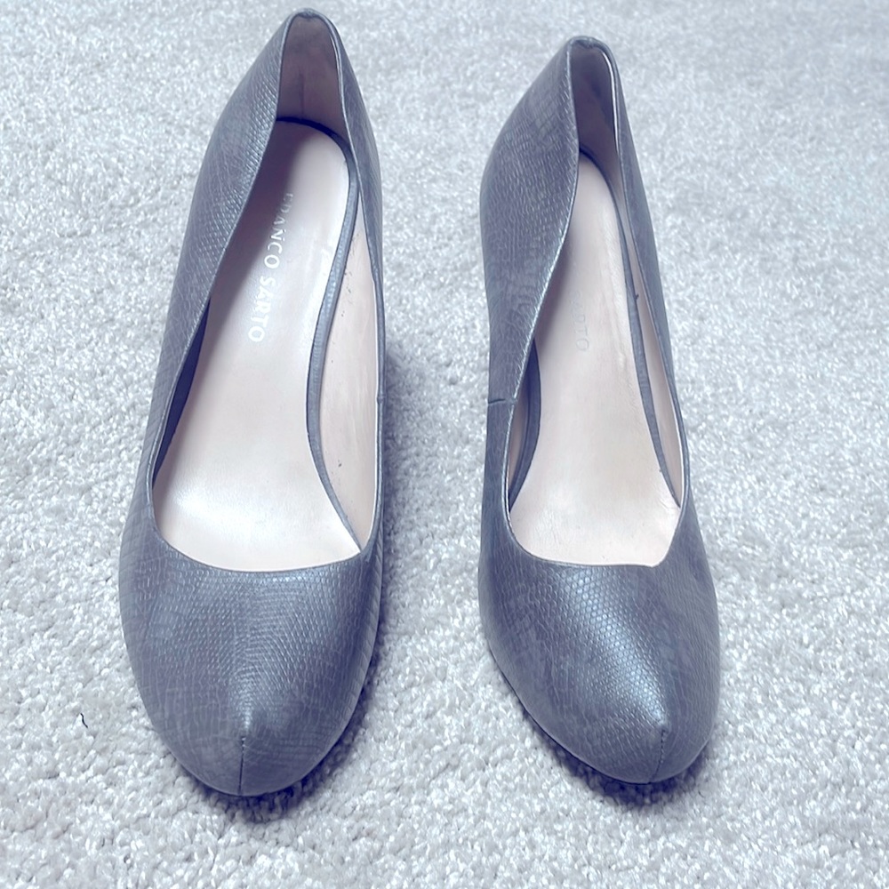 Franco Sarto grey gunmetal 3 inch heels pointed comfort toe 9.5